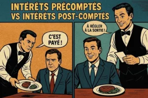 Intérêts précomptés VS Intérêts post-comptés - Version Readingsphere.com (Image générée par l'IA)